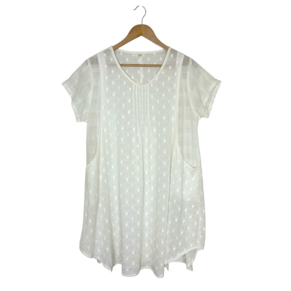 Namsar Made India Cotton Pockets textured Off White Dress shemisse Cover up L/XL